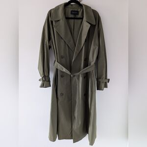 ANN TAYLOR GREEN KALAMATA RELAXED RAGLAN TRENCH COAT XL EUC